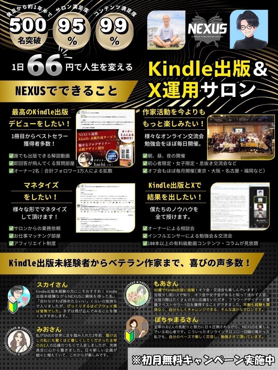 Kindle出版オンラインサロンNEXUS(初月無料キャンペーン中!)
